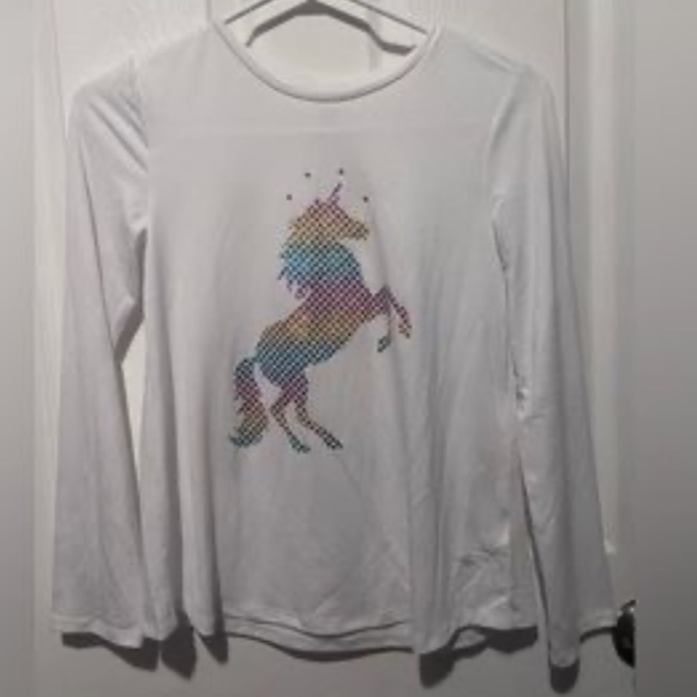 Unicorn Print Kids Long Sleeve Shirt - White